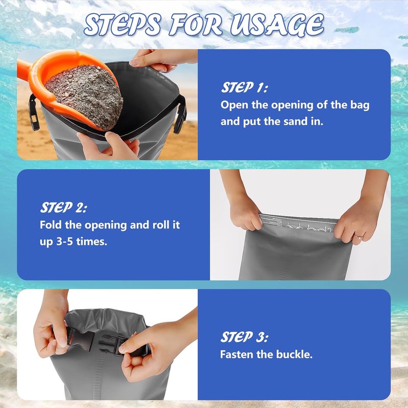 whumsdog Universal Pool Step Weights 250D PVC Waterproof Swimming Pool Ladder Weights 10L No Breaken Above Ground Pool Ladder Sand Bags Foldable Pool Stair Weights for Pool Steps Easy Fill Sand (Grey) - Image 5
